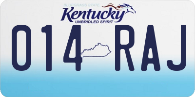 KY license plate 014RAJ