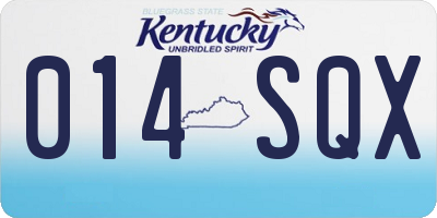 KY license plate 014SQX