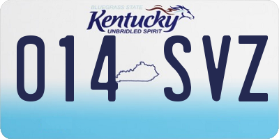 KY license plate 014SVZ