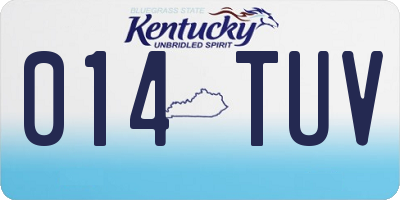 KY license plate 014TUV