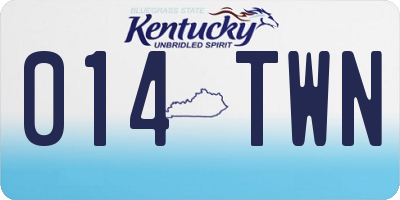 KY license plate 014TWN