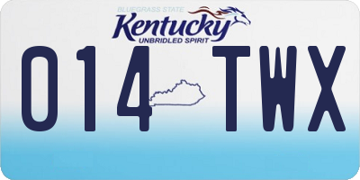 KY license plate 014TWX