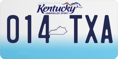 KY license plate 014TXA