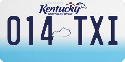 KY license plate 014TXI