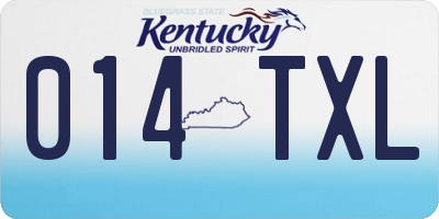 KY license plate 014TXL