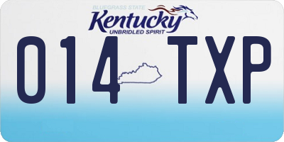 KY license plate 014TXP