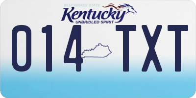 KY license plate 014TXT