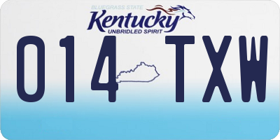 KY license plate 014TXW
