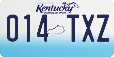 KY license plate 014TXZ