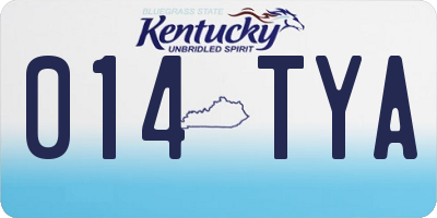KY license plate 014TYA
