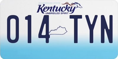 KY license plate 014TYN