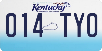 KY license plate 014TYO