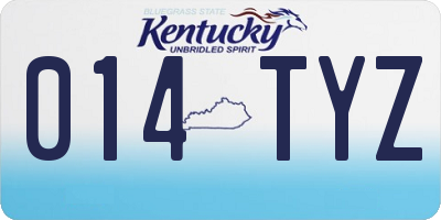 KY license plate 014TYZ
