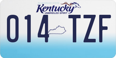 KY license plate 014TZF