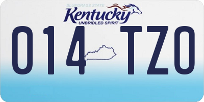 KY license plate 014TZO