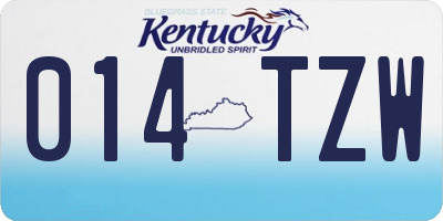 KY license plate 014TZW