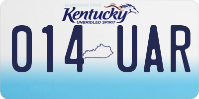 KY license plate 014UAR