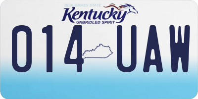 KY license plate 014UAW