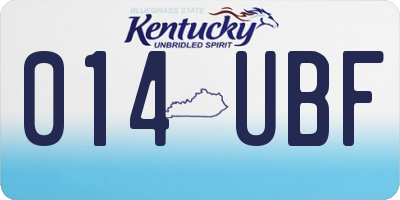 KY license plate 014UBF