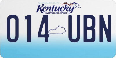 KY license plate 014UBN
