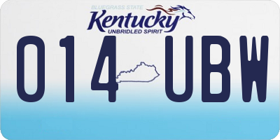 KY license plate 014UBW