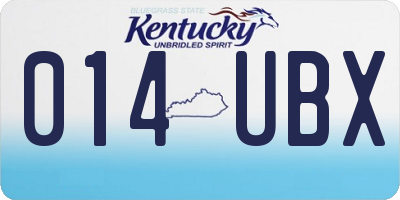 KY license plate 014UBX