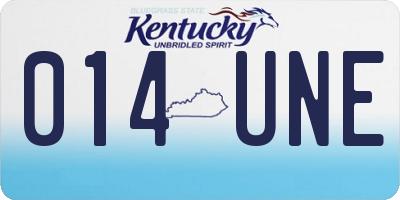 KY license plate 014UNE