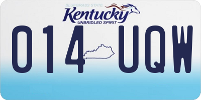 KY license plate 014UQW