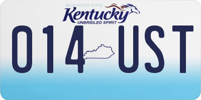 KY license plate 014UST