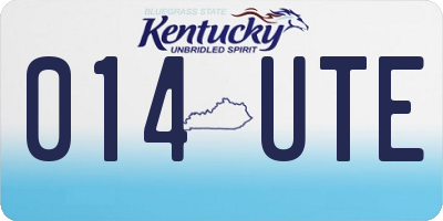 KY license plate 014UTE
