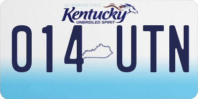 KY license plate 014UTN