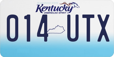 KY license plate 014UTX