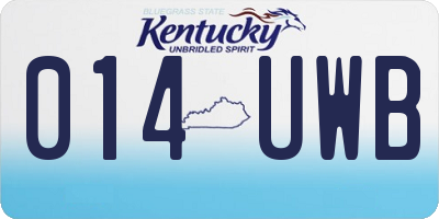 KY license plate 014UWB