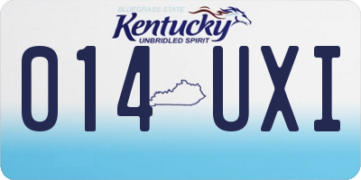 KY license plate 014UXI