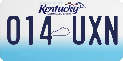 KY license plate 014UXN