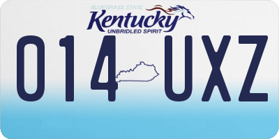 KY license plate 014UXZ
