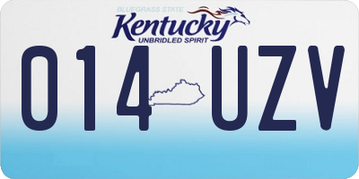 KY license plate 014UZV