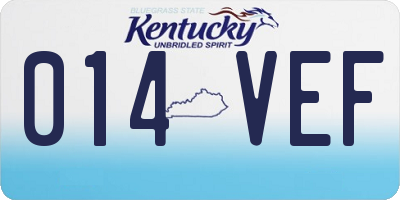 KY license plate 014VEF