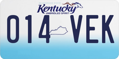 KY license plate 014VEK