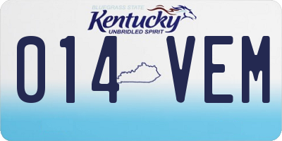 KY license plate 014VEM