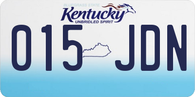 KY license plate 015JDN