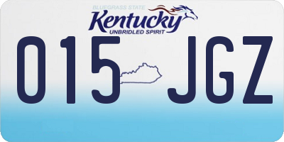 KY license plate 015JGZ