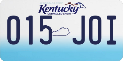 KY license plate 015JOI