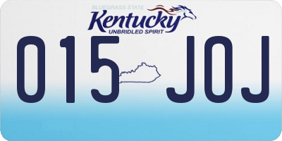 KY license plate 015JOJ