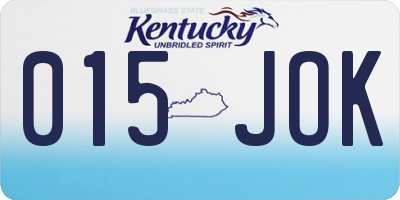 KY license plate 015JOK
