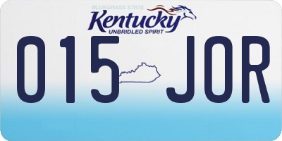KY license plate 015JOR