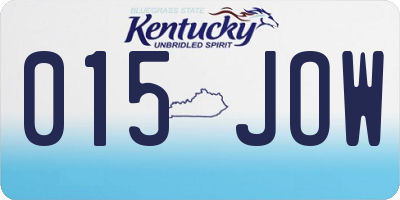 KY license plate 015JOW