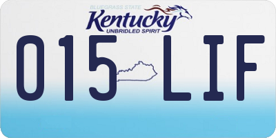 KY license plate 015LIF