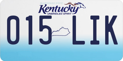 KY license plate 015LIK