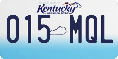 KY license plate 015MQL